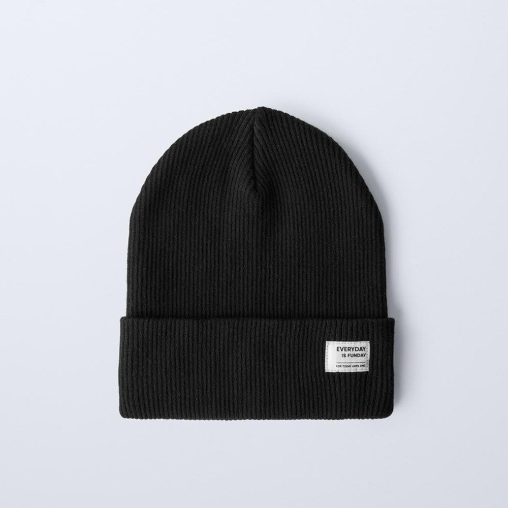 ZARA - (NWT) TODDLER BLACK RIBBED COTTON HAT - SIZE 1-3